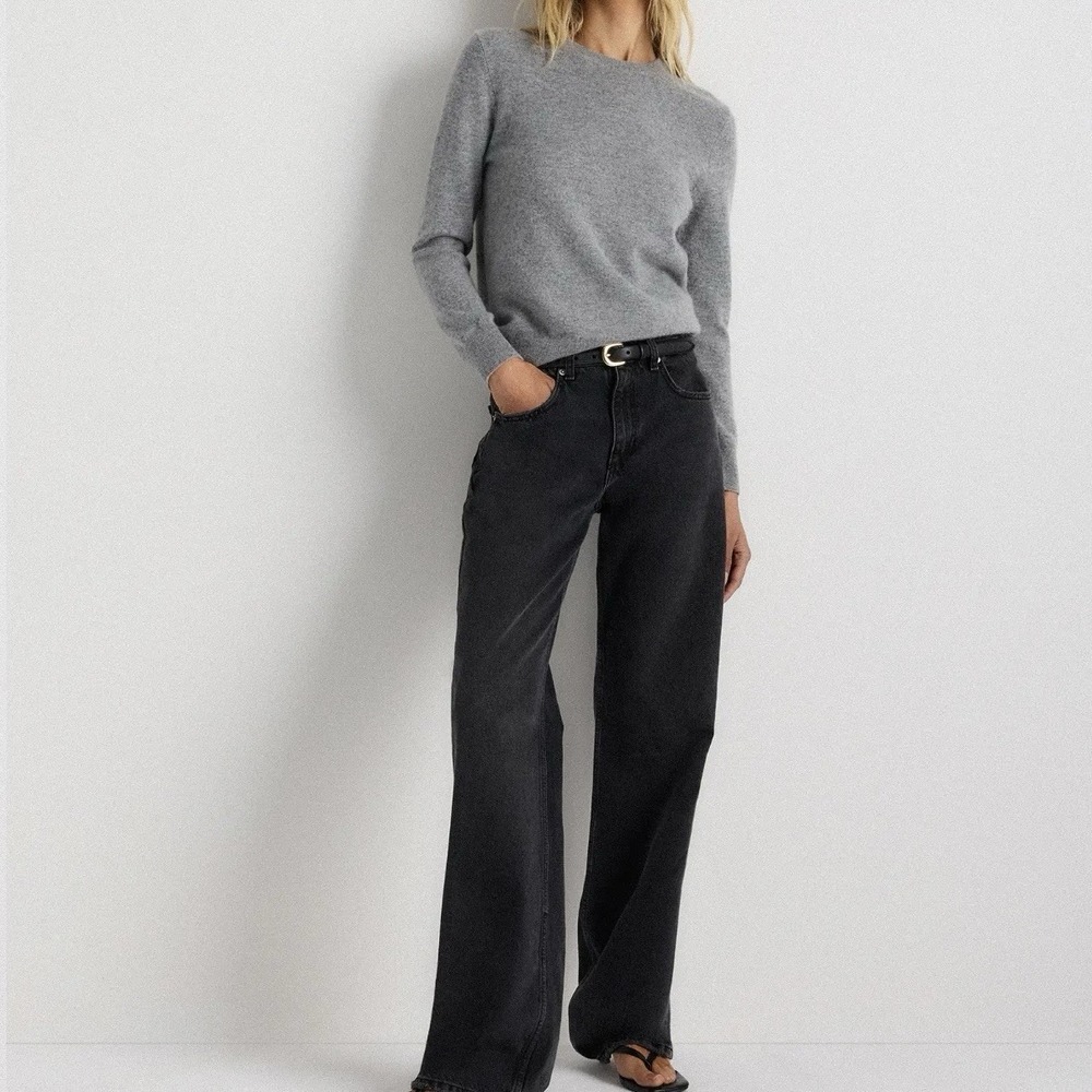 Quince Gray Mongolian Cashmere Crewneck Pullover Sweater Minimalist LARGE - Picture 3 of 13